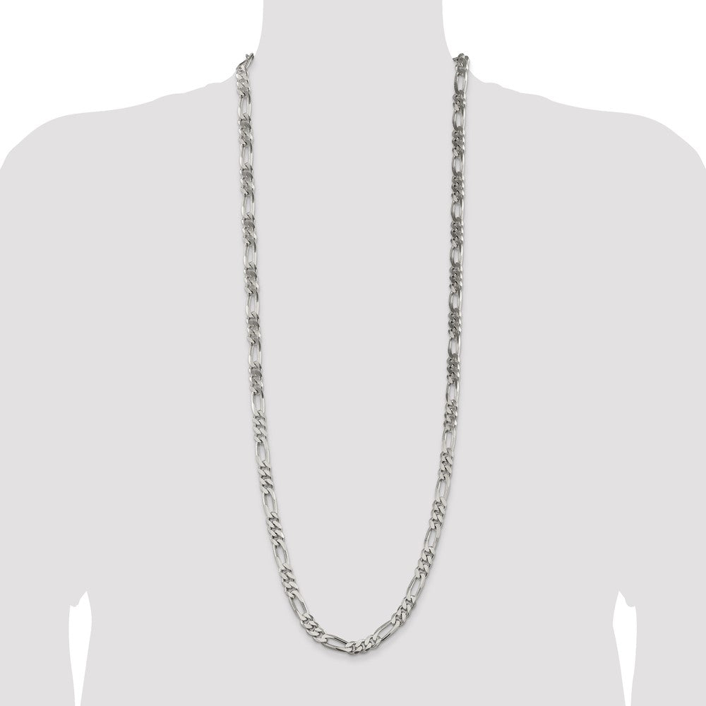 Sterling Silver 8mm Figaro Chain 36 Inches