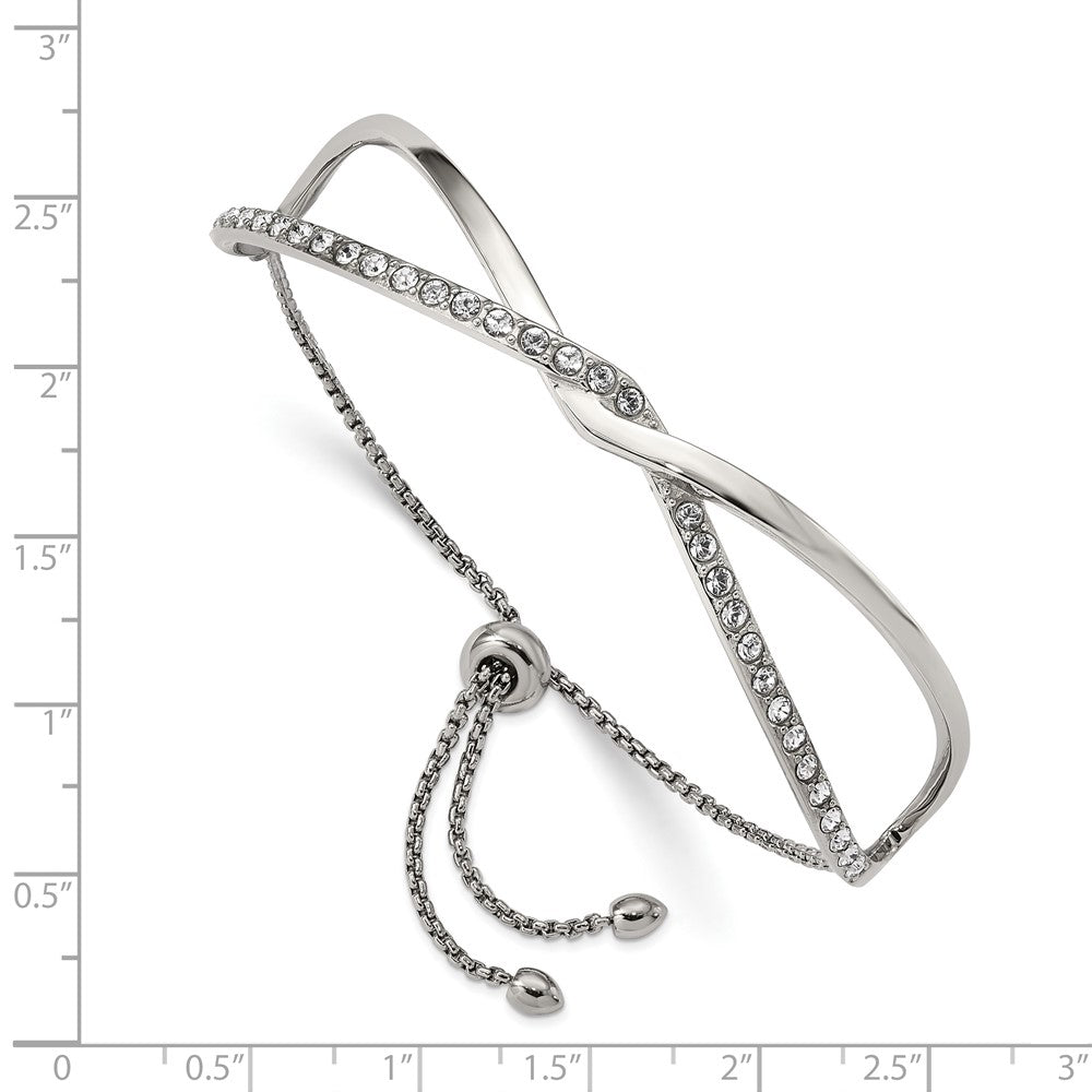 Stainless Steel Polished with Crystals from Swarovski Adjustable Bangle