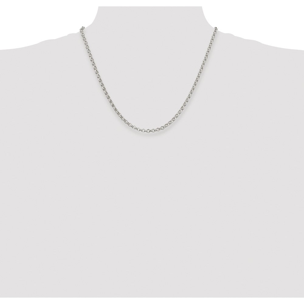 Sterling Silver Rhodium-plated 4mm Rolo Chain