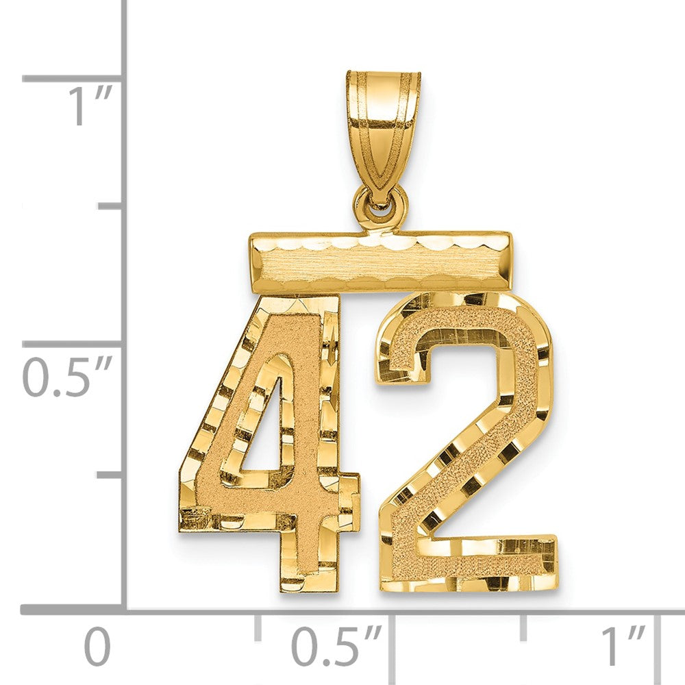 14k Medium Diamond-cut Number 42 Charm