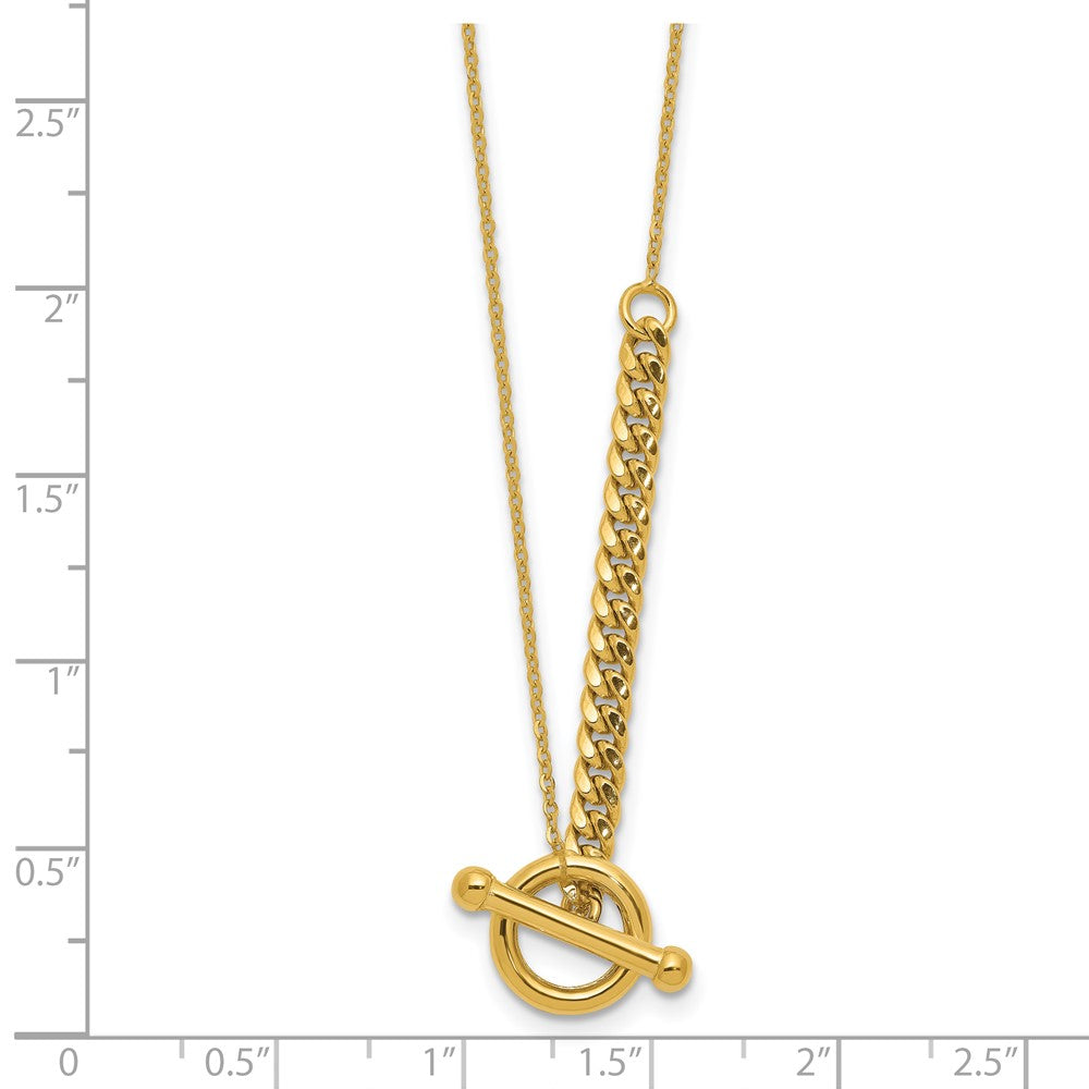 14K Polished Drop Toggle w/1in ext. Necklace