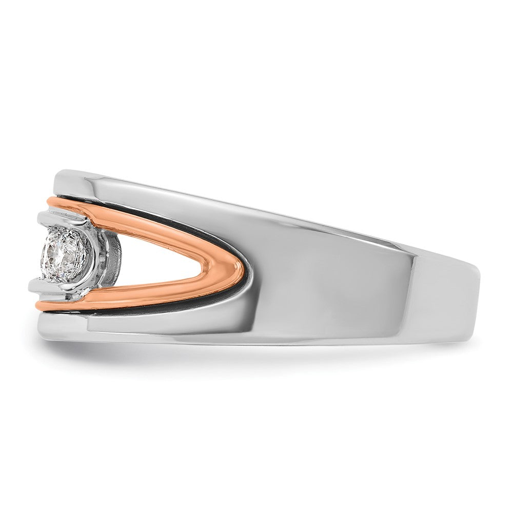 IBGoodman 14k Rose and White Gold Men's Polished Cut-Out 5-Stone 1/2 Carat AA Quality Diamond Ring