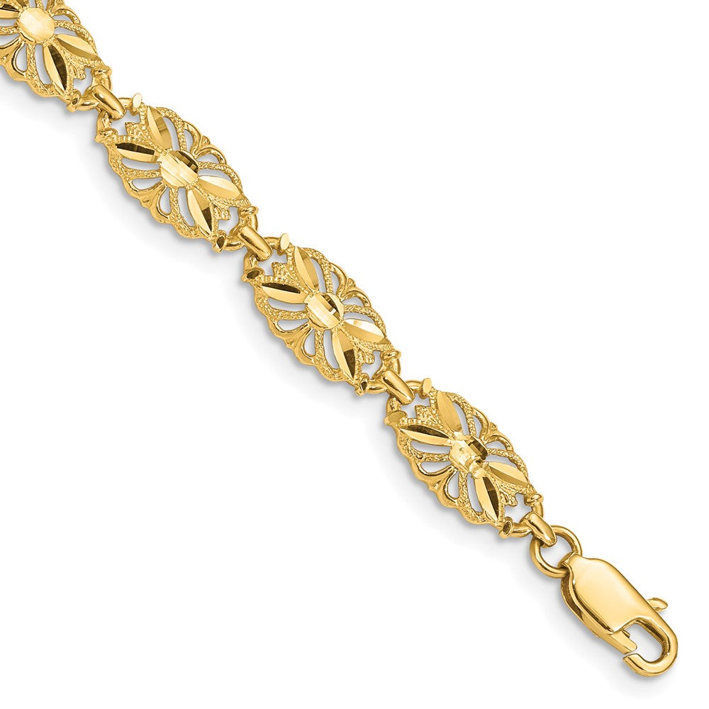 14K Diamond-Cut Bracelet 7 inches