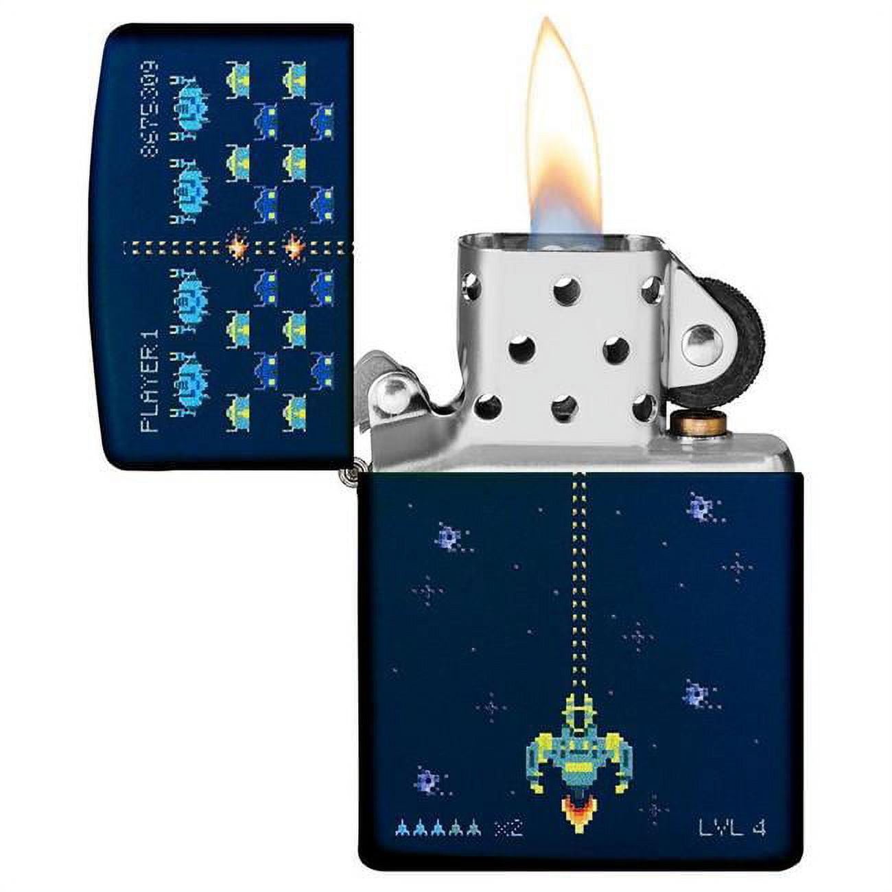 Zippo Pixel Game Design Navy Matte Windproof Pocket Lighter