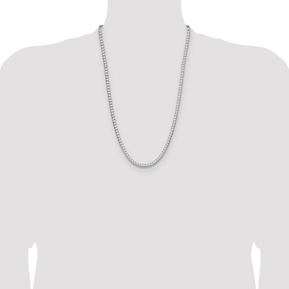 Sterling Silver Rhodium-plated 4.7mm D/C Square Franco Chain