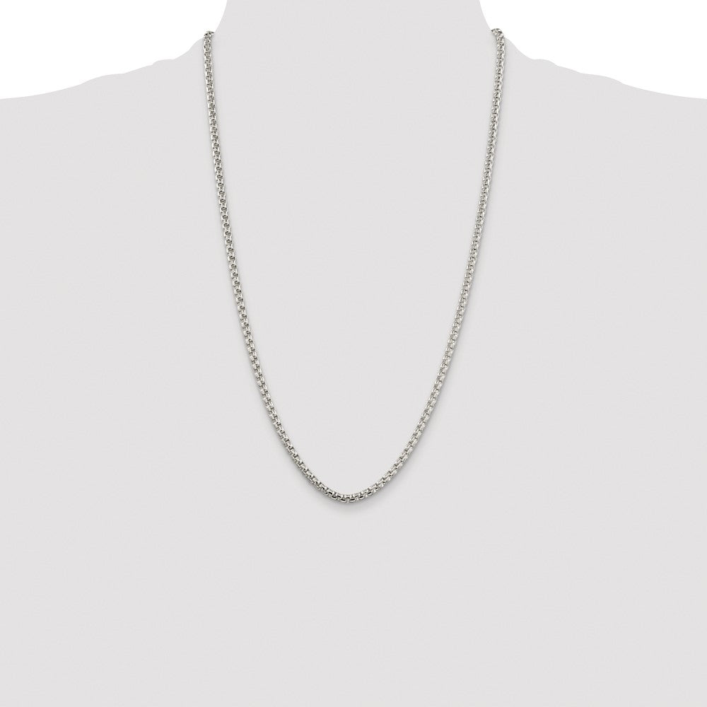 Sterling Silver Rhodium-plated 3.6mm Round Box Chain