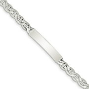 Sterling Silver Polished Engraveable Anchor Link ID Bracelet 7 inches