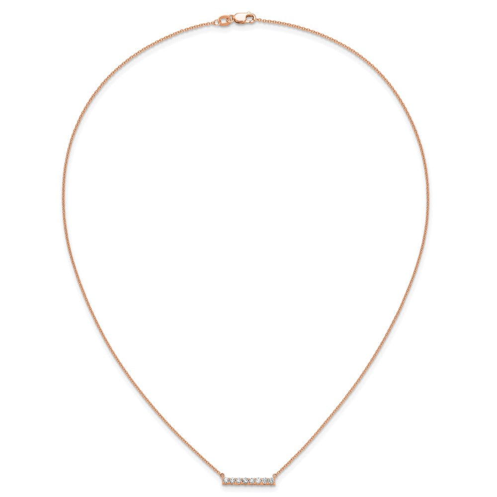 14k Rose Gold 1/3 carat Lab Grown Diamond VS/SI+ G+ 18 inch Bar Necklace