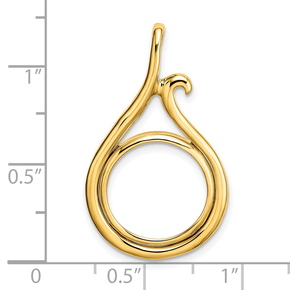 Wideband Distinguished Coin Jewelry 14k Polished Curled Teardrop 14.0mm Prong Coin Bezel Pendant