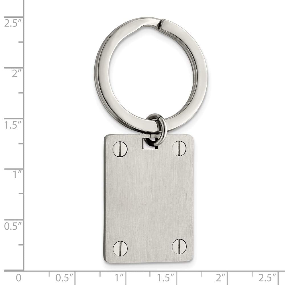 The Black Bow Engravable Polished and Brushed Rectangular Stainless Steel Key Chain