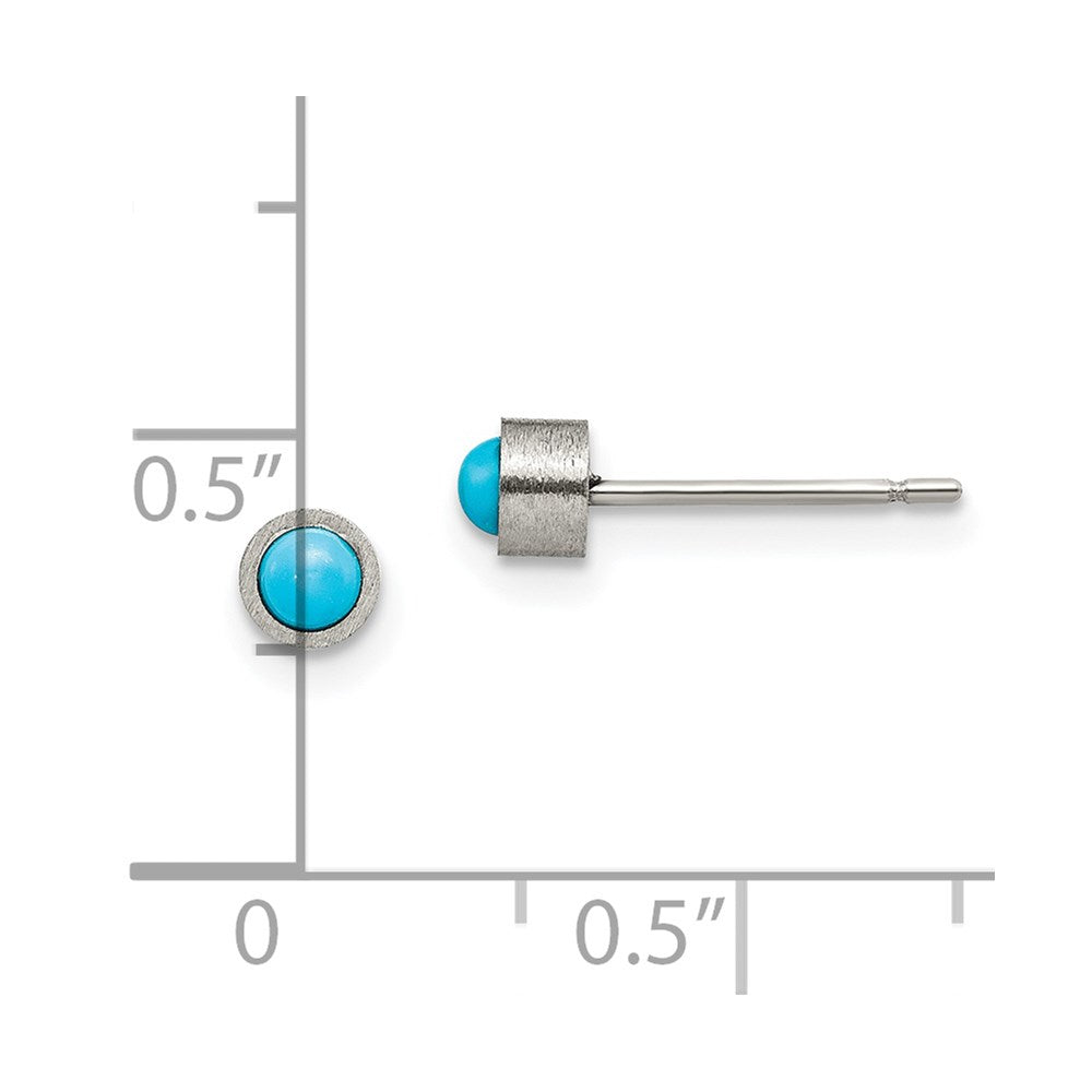 Titanium Brushed Turquoise 4mm Stud Earrings