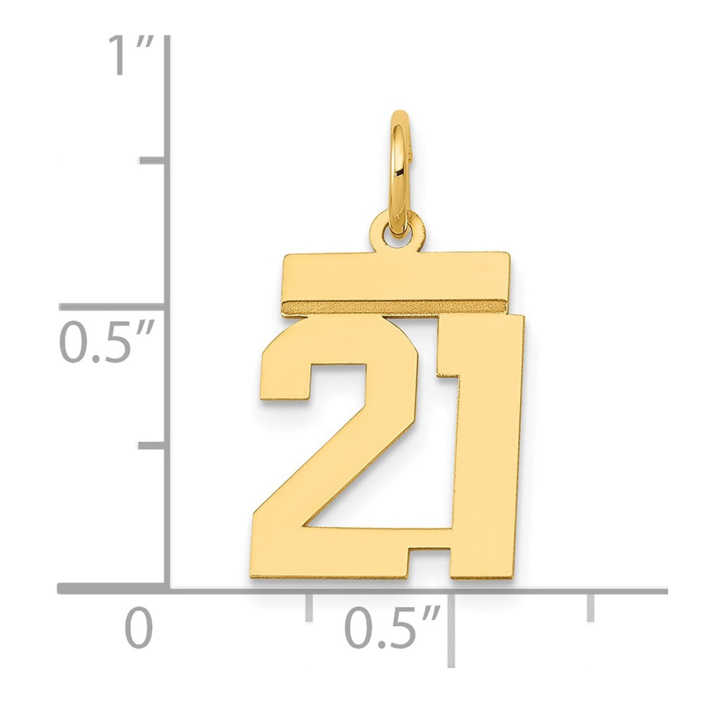 14k Small Polished Number 21 Charm