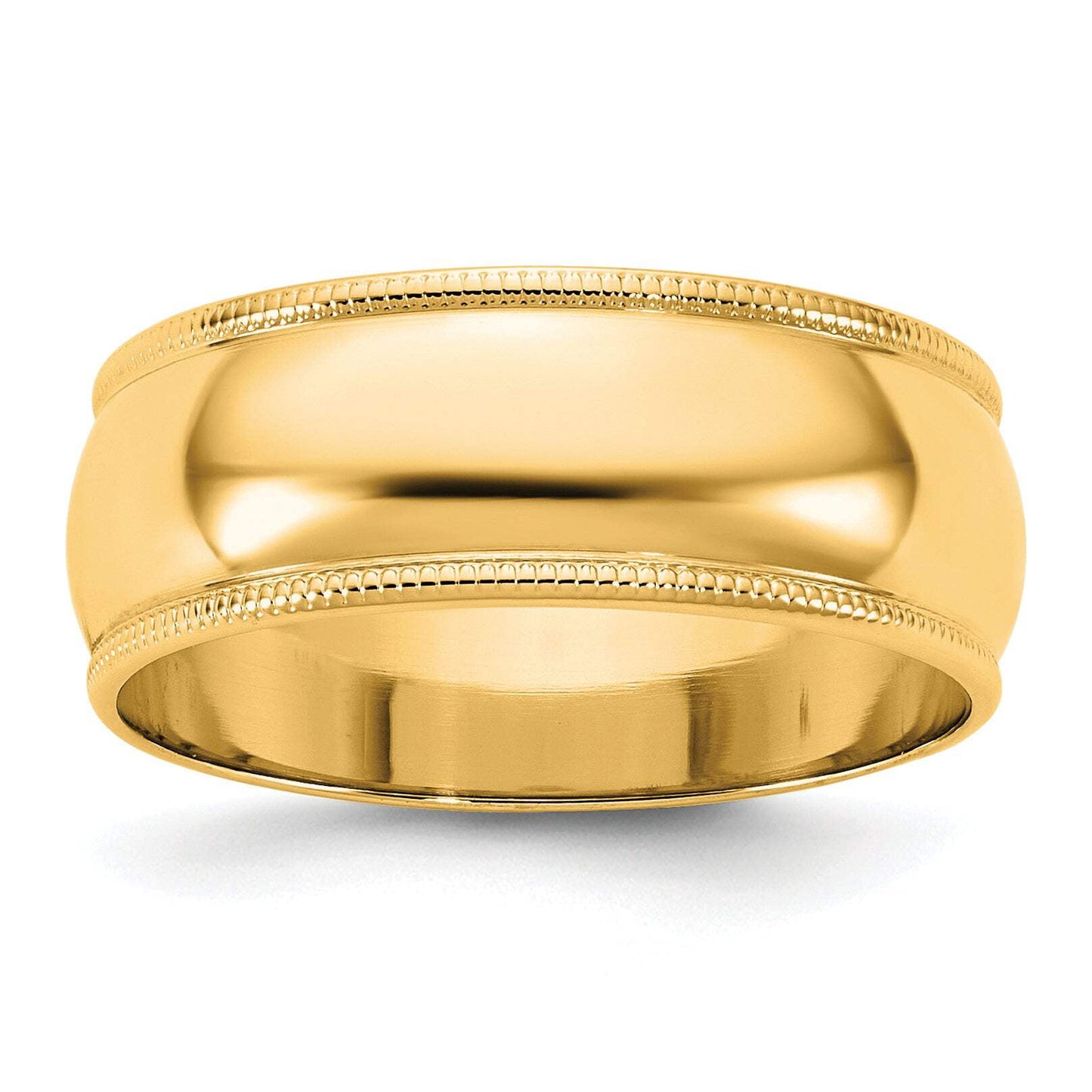 14KY 7mm LTW Milgrain Half Round Band Size 12