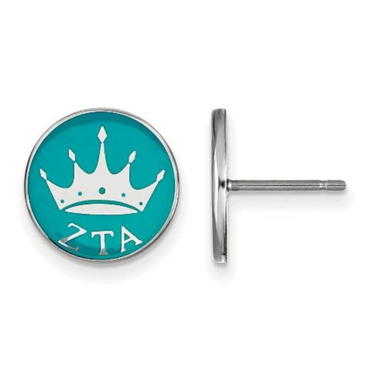 Sterling Silver Official Licensed Greek Sororities Zeta Tau Alpha (ZTA) Enameled Post Earrings