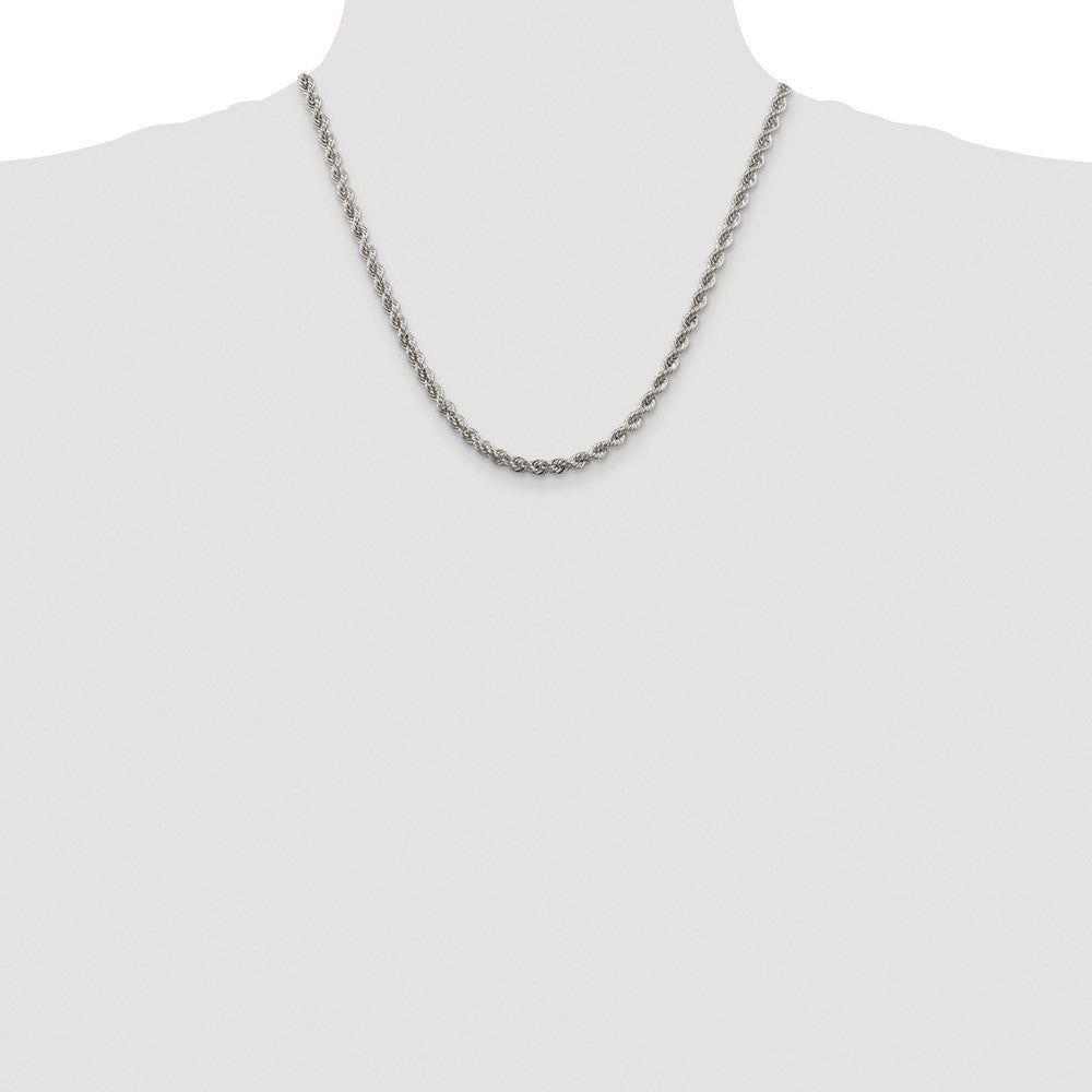 Sterling Silver Rhodium-plated 4.3mm Solid Rope Chain
