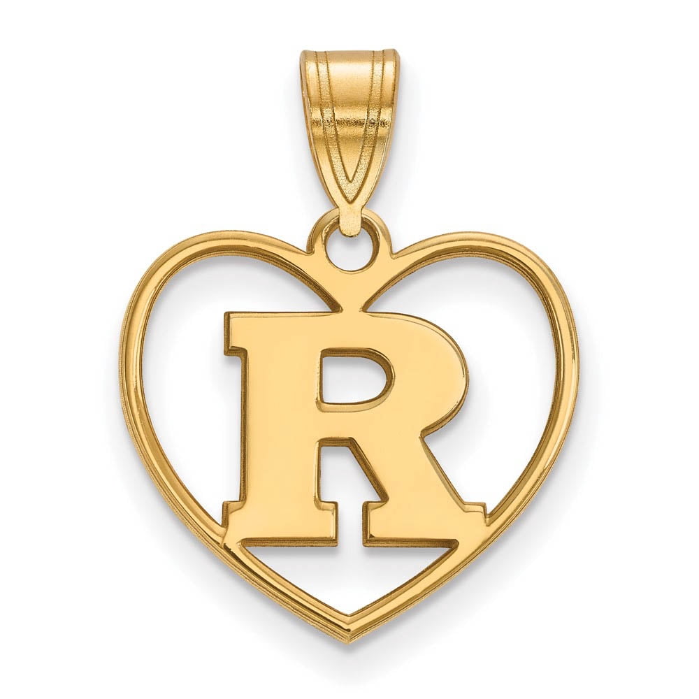Beautiful Sterling Silver w/GP LogoArt Rutgers Pendant in Heart