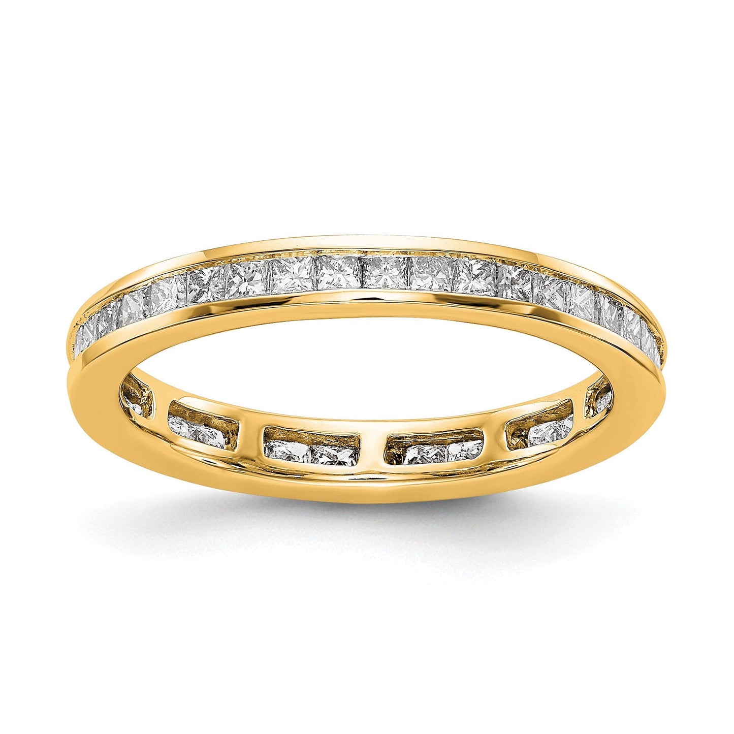 14k Polished Size 8 Channel-set 1 carat Princess Diamond Complete Eternity Band