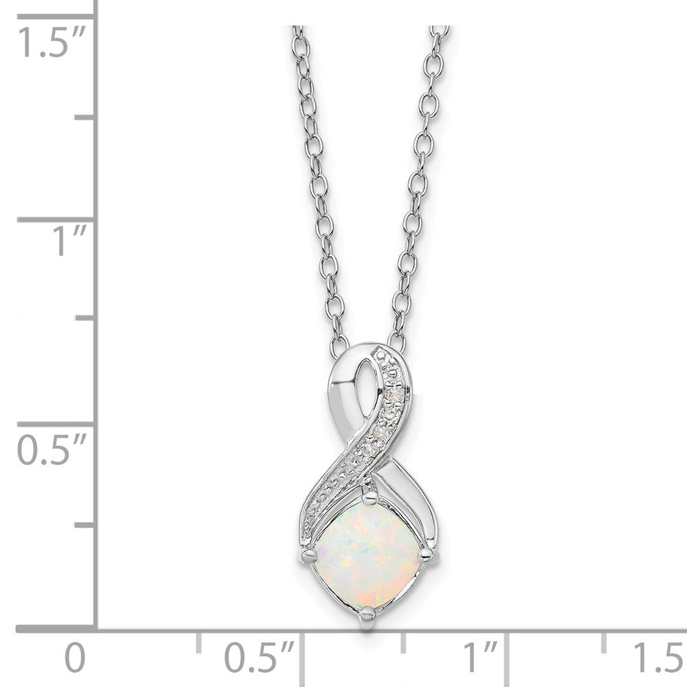 SS Created Opal & Diamond Necklace
