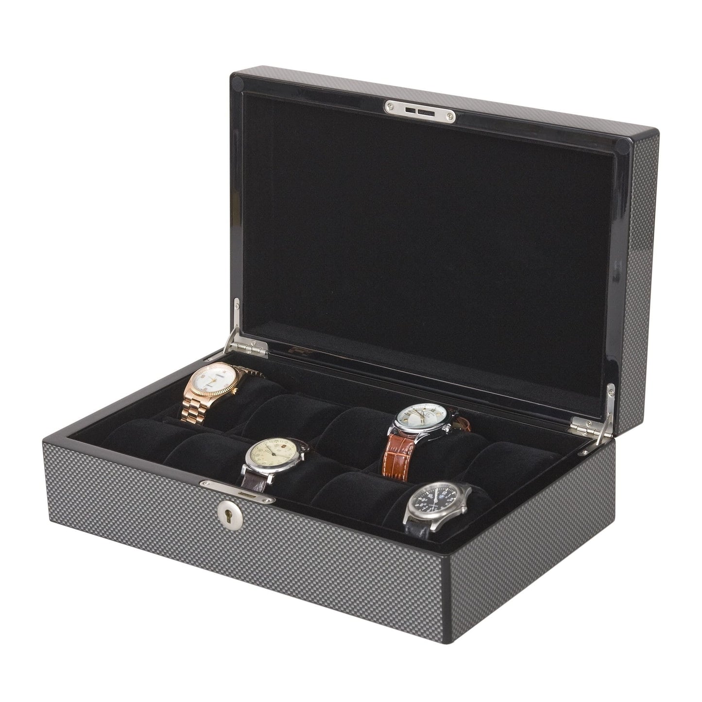 Watch Case 10-Slot Patterned Carbon Fiber