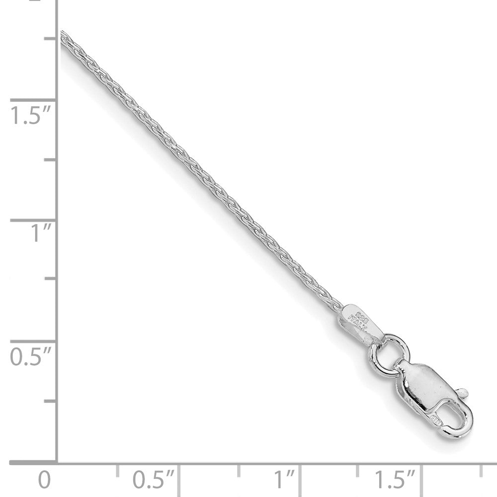 Sterling Silver Rhodium-plated 1.25mm Diamond-cut Round Spiga Chain