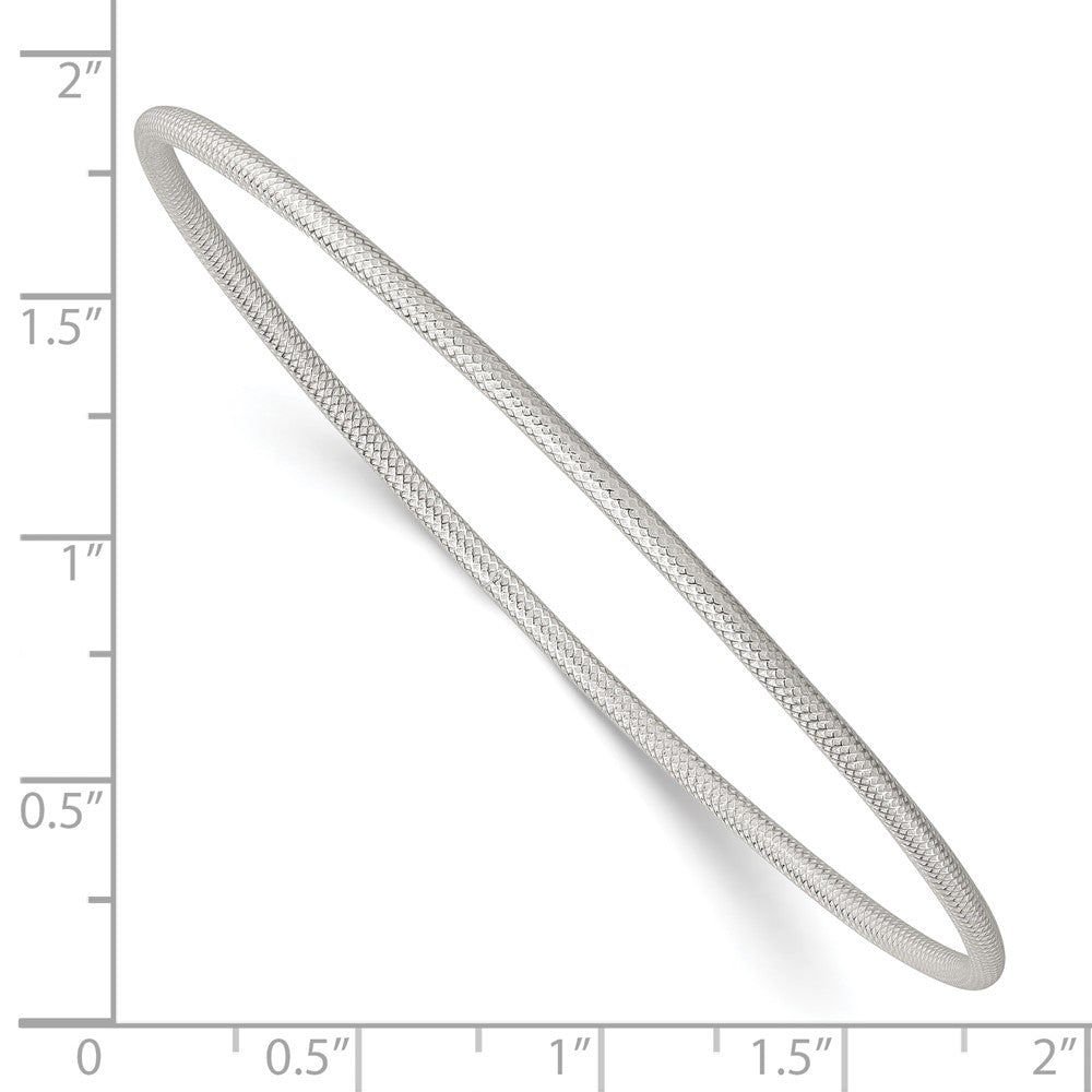 Sterling Silver Polished and Textured 2.00mm Slip-on Bangle Bracelet