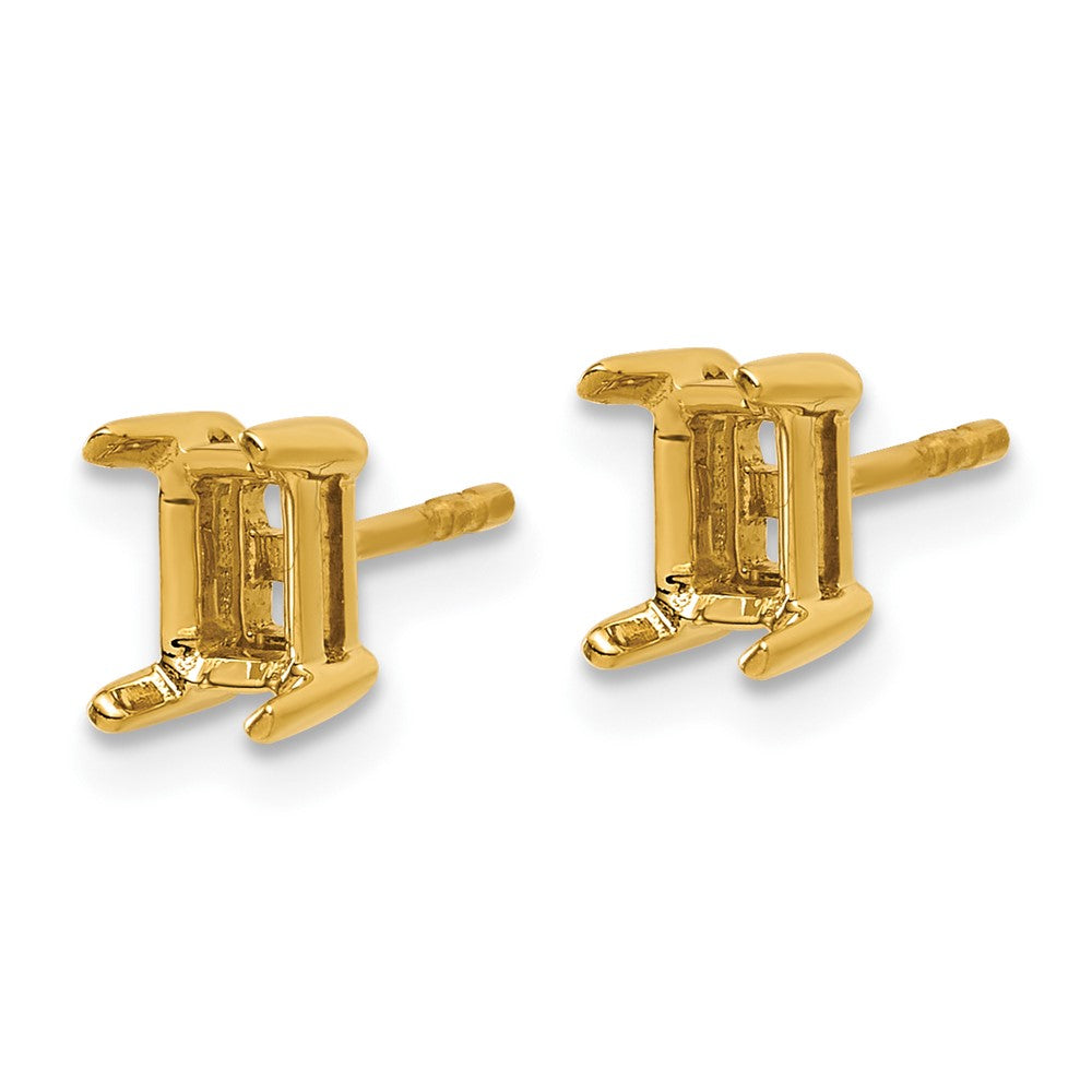 14K Yellow Gold 4.8x3.95mm Radiant Earring Mountings