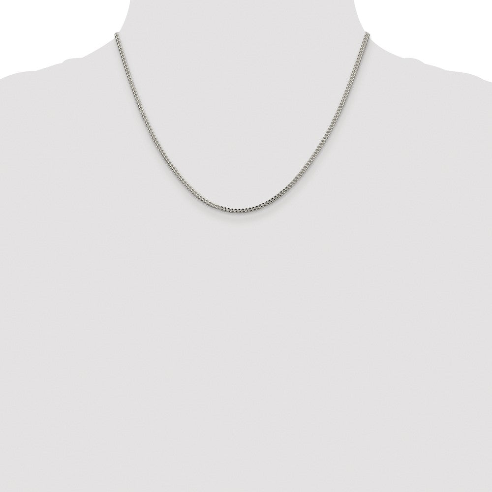 Sterling Silver Rhodium-plated 2mm D/C Square Franco Chain