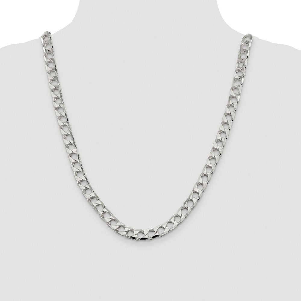 Sterling Silver Rhodium-plated 8.6mm D/C Square Curb Chain