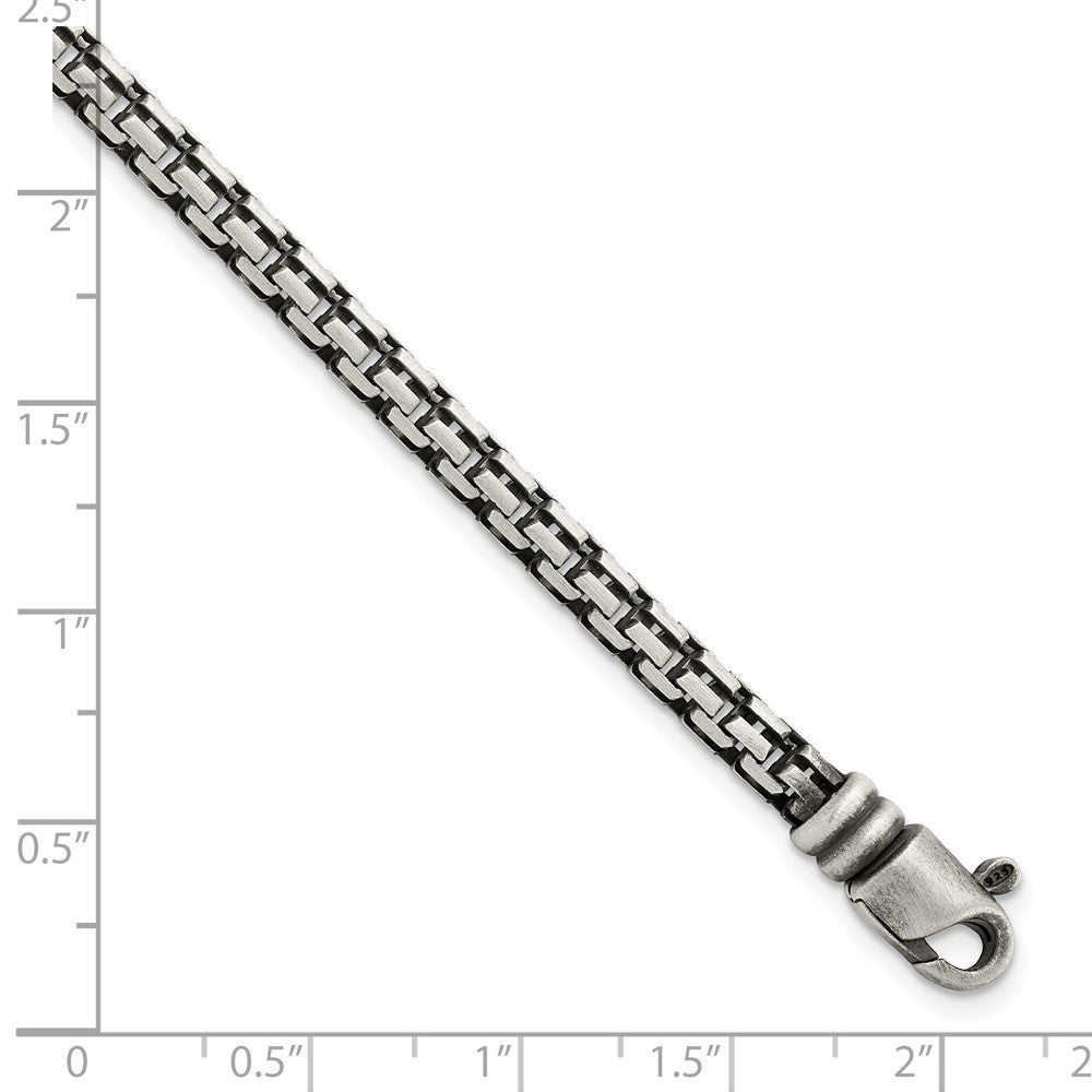 Sterling Silver Brushed Antiqued Bismarck Chain Bracelet 8.5 inches