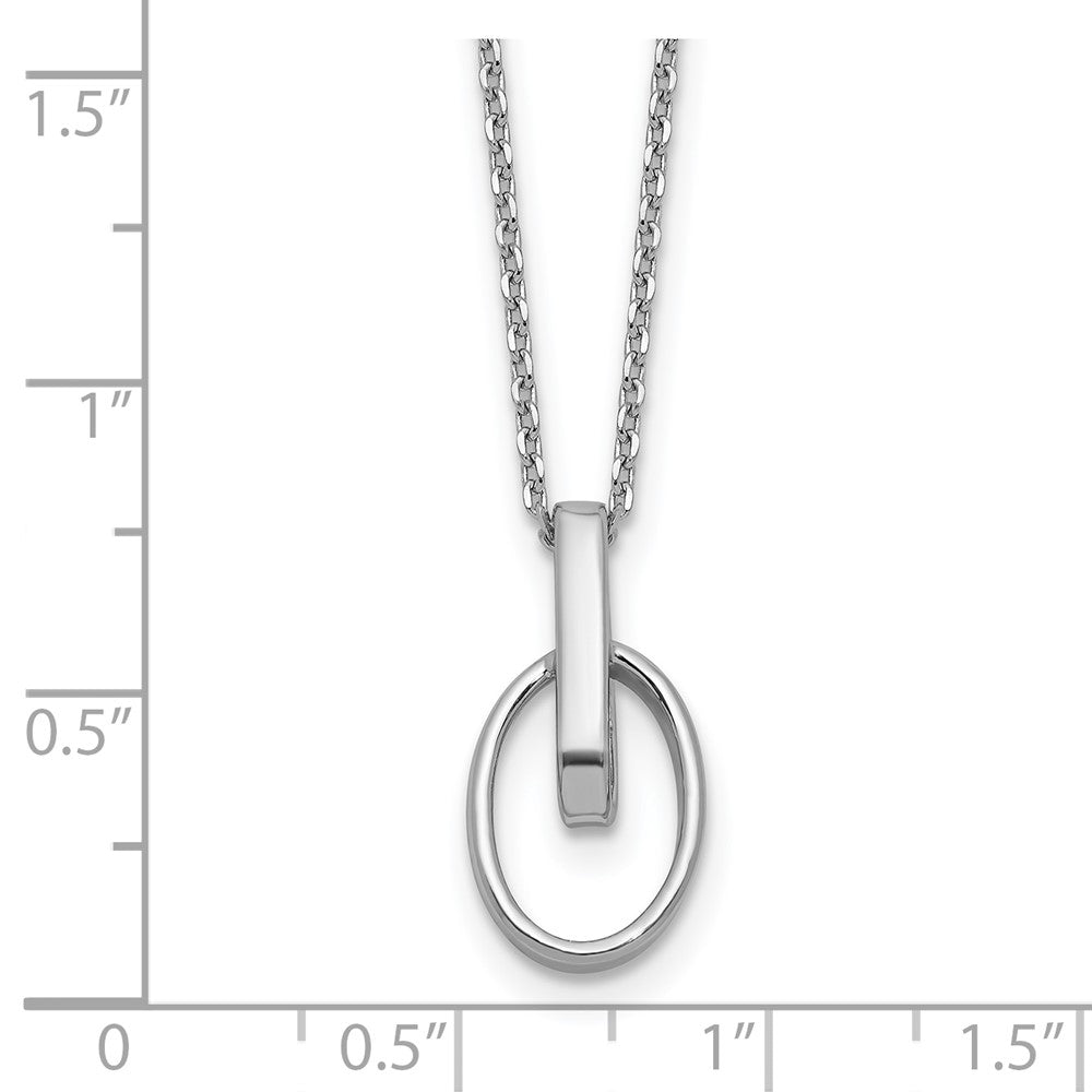 Sterling Silver RH-plated Polished Oval w/2in ext. Necklace