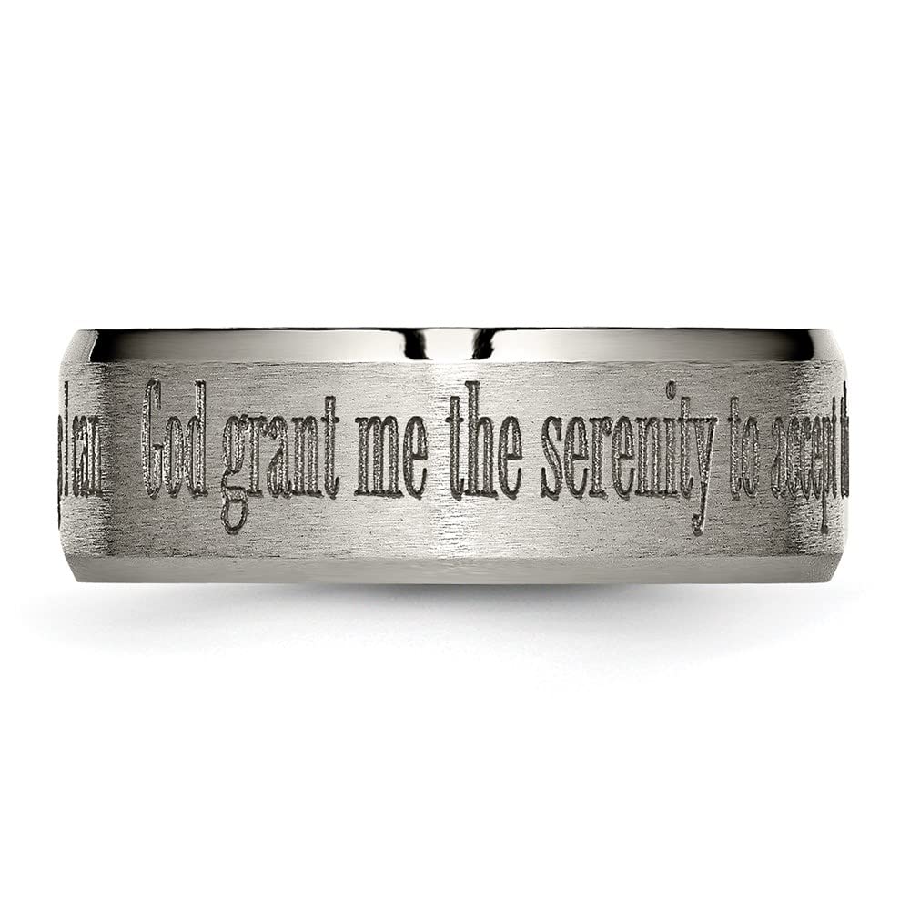 Titanium Brushed & Polished Serenity Laser Design 8mm Beveled Band Size - 12