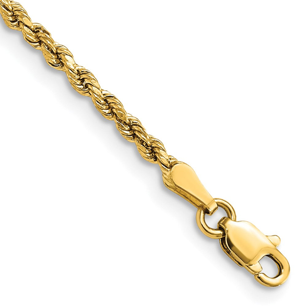 14K 7 inch 2.25mm Semi Solid Diamond-cut Rope with Lobster Clasp Chain 7 inches