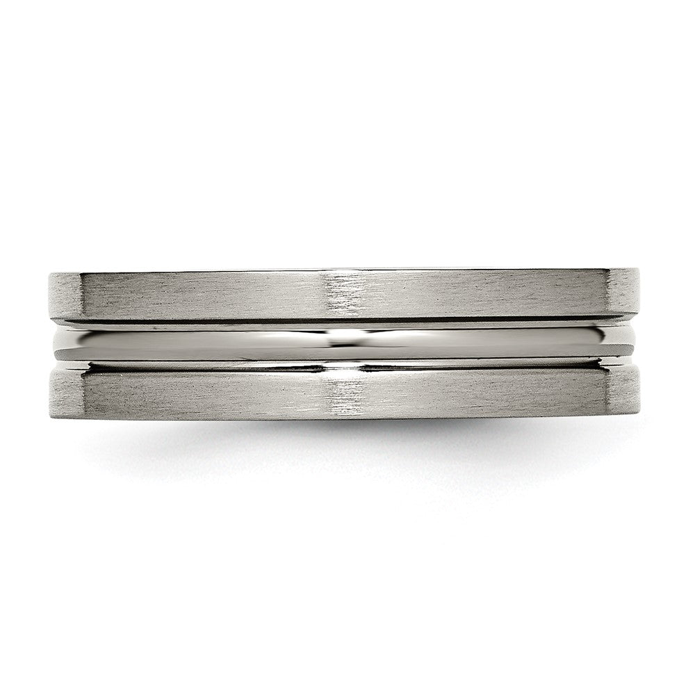 Titanium Brushed and Polished 6mm Grooved Band Size - 11