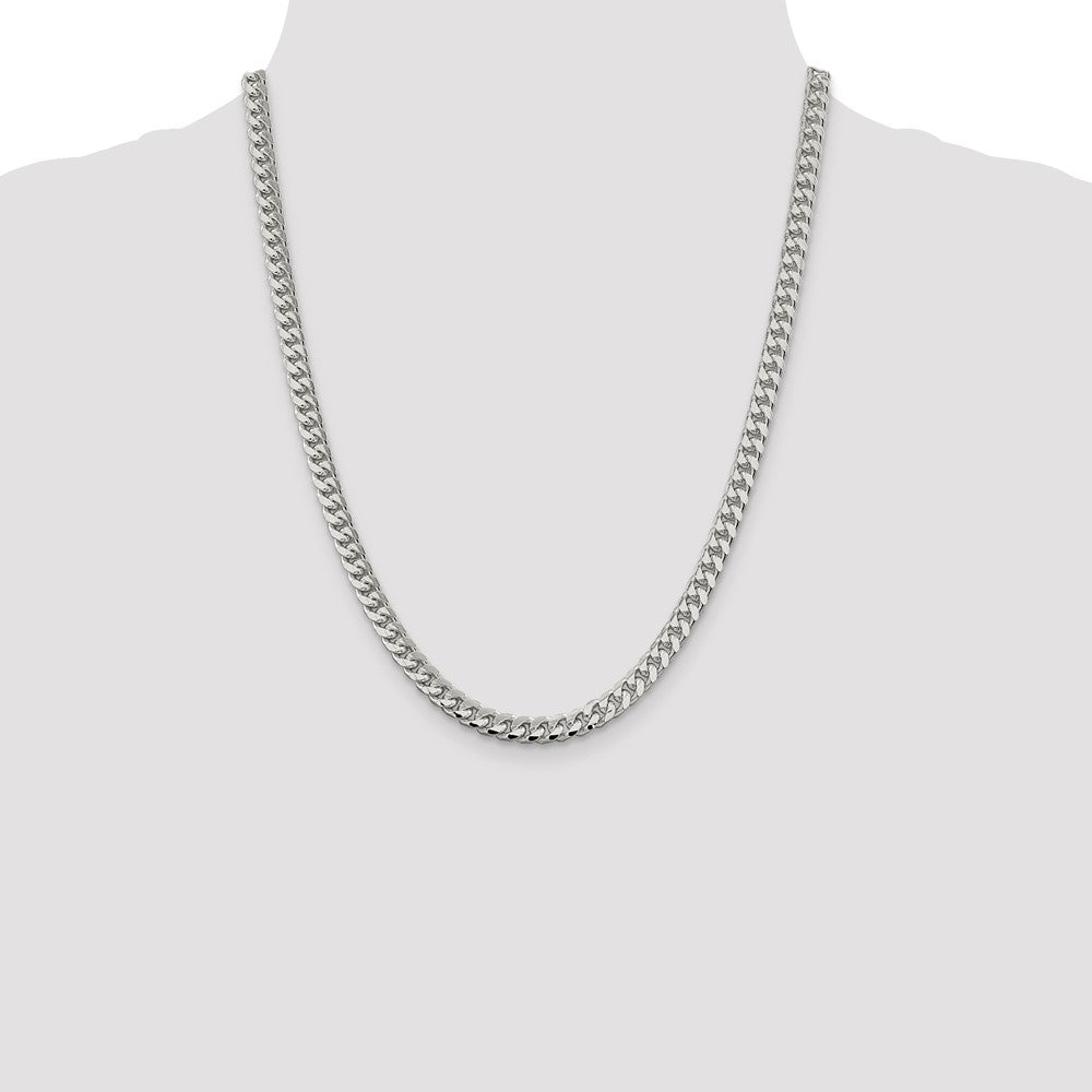 Sterling Silver 6mm Domed w/ Side D/C Curb Chain 22 Inches