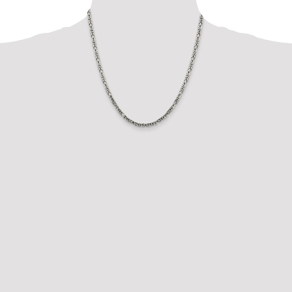 Sterling Silver 3.25mm Byzantine Chain 20 Inches
