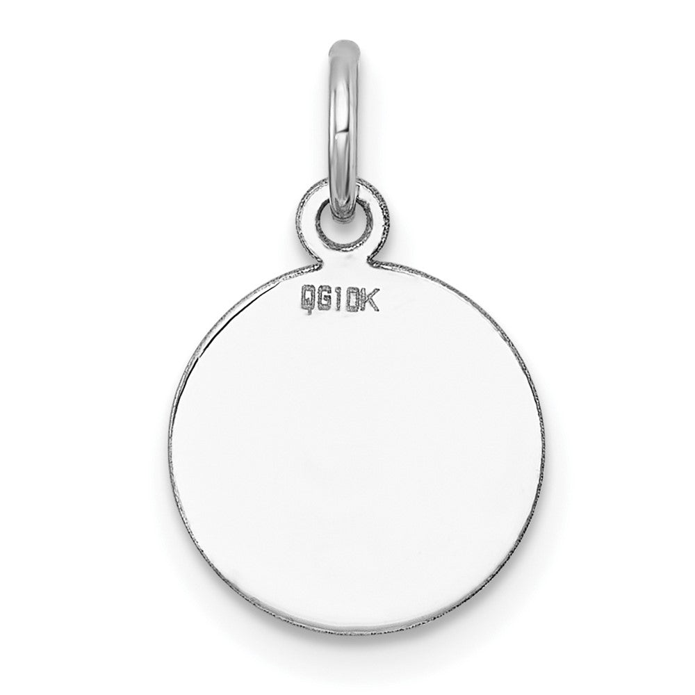 10K White Gold Round Disc Charm