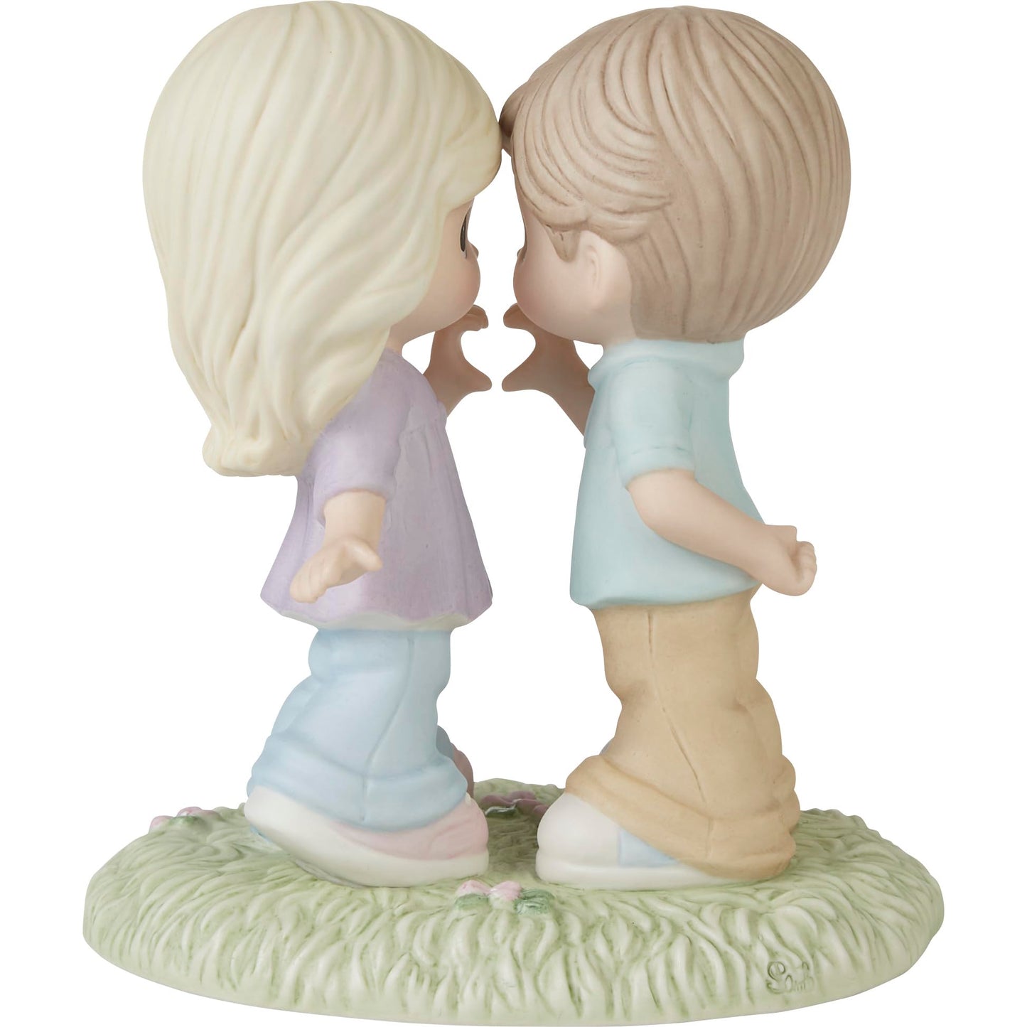 Precious Moments Hand-painted Porcelain Couple Making Hand Heart Figurine