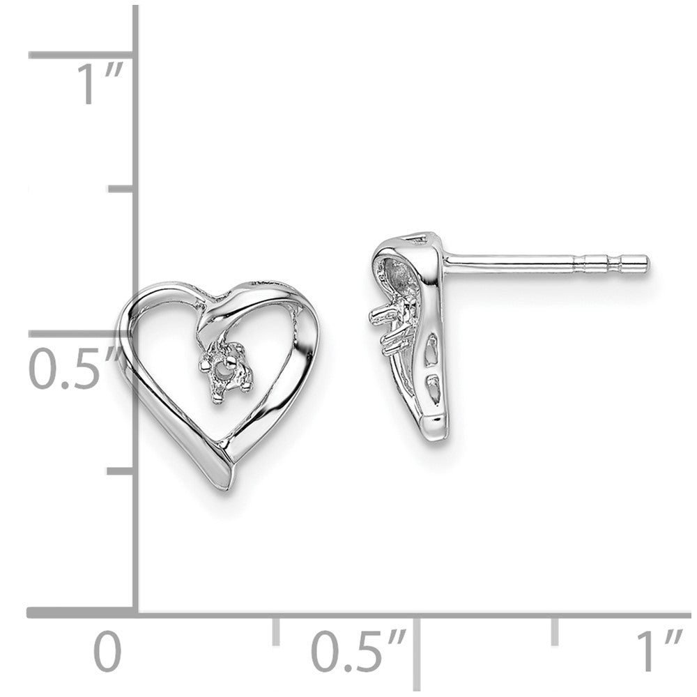 14k White Gold Fancy Diamond Heart Earring Mountings