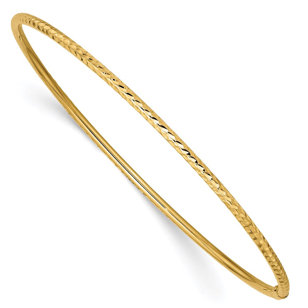 14k 2mm Diamond-cut Tube Slip-on Bangle 8.25 inches