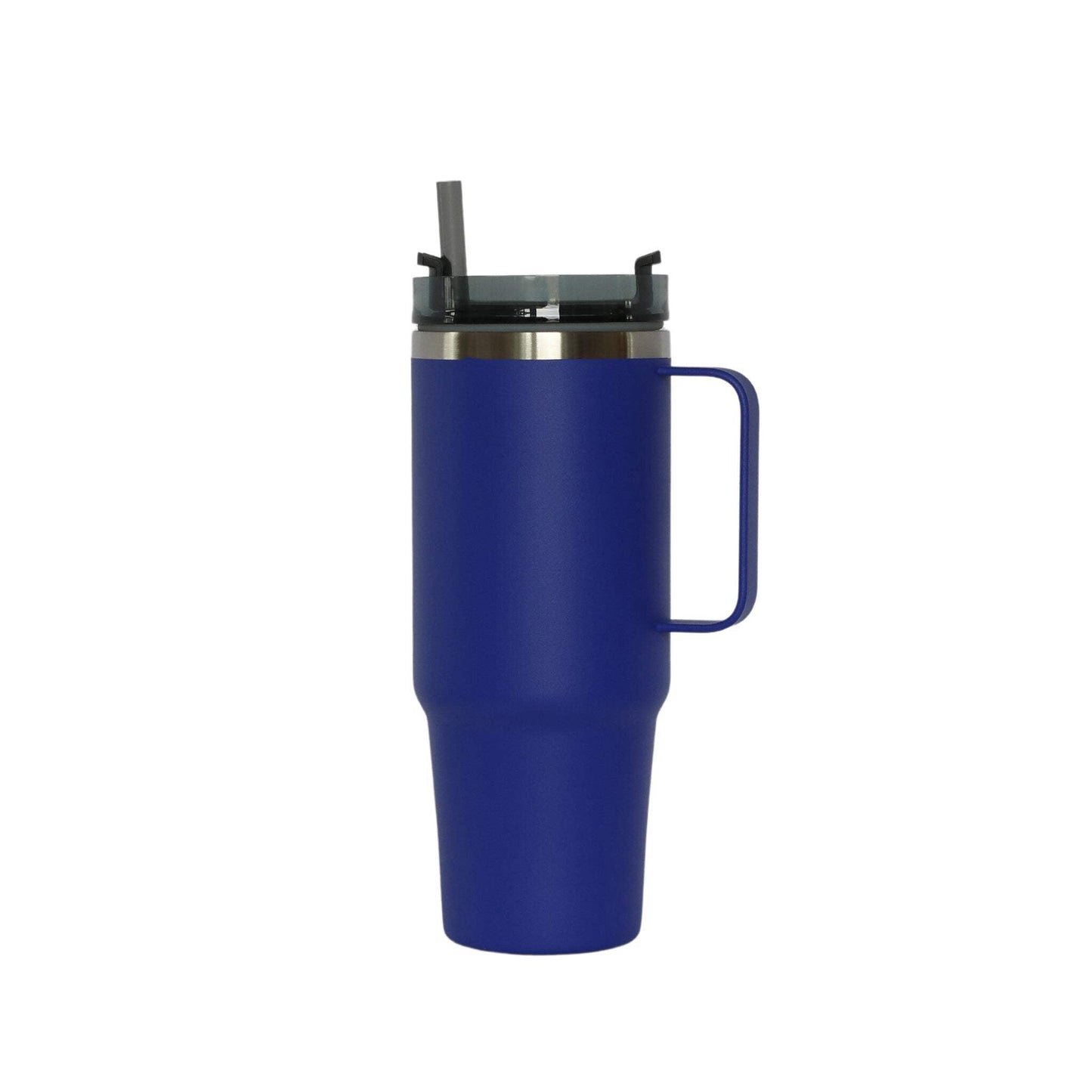 30 Oz Stainless Steel Tumbler with Handle & Straw - Royal Blue