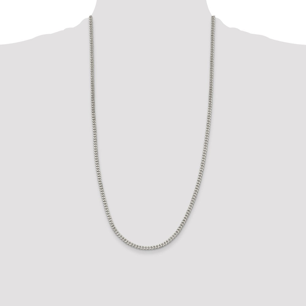 Sterling Silver Rhodium-plated 3.5mm Curb Chain 28 Inches