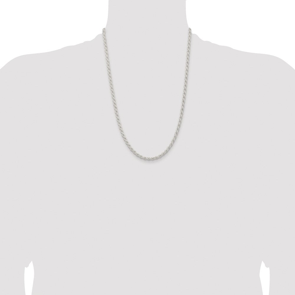 Sterling Silver Rhodium-plated 4.5mm Solid Rope Chain