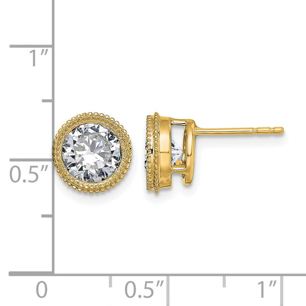 14k Round Beaded Bezel G H I True Light Moissanite Earrings