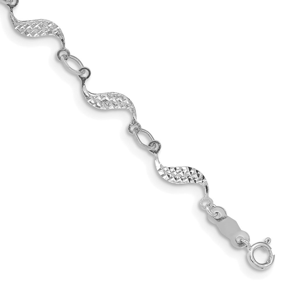 14k White Gold Diamond-cut Bracelet 7.5 inches