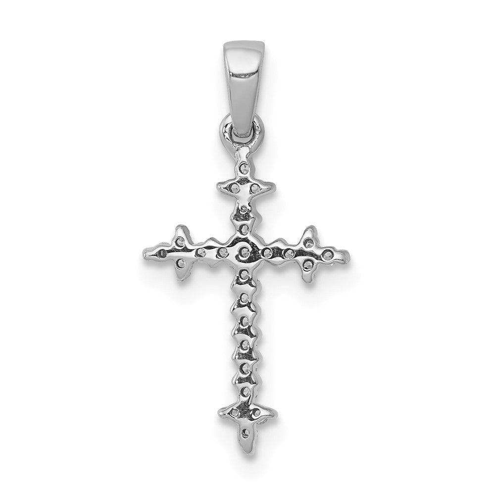 14k White Gold 1/10 carat Lab Grown Diamond VS/SI+ G+ Fleur de Lis Cross Pendant