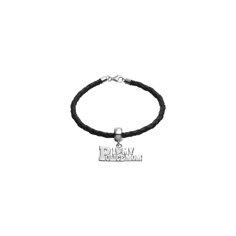 SS I LOVE MY POLICE MOM .5 x 1 BEAD BAIL AND BRACELET