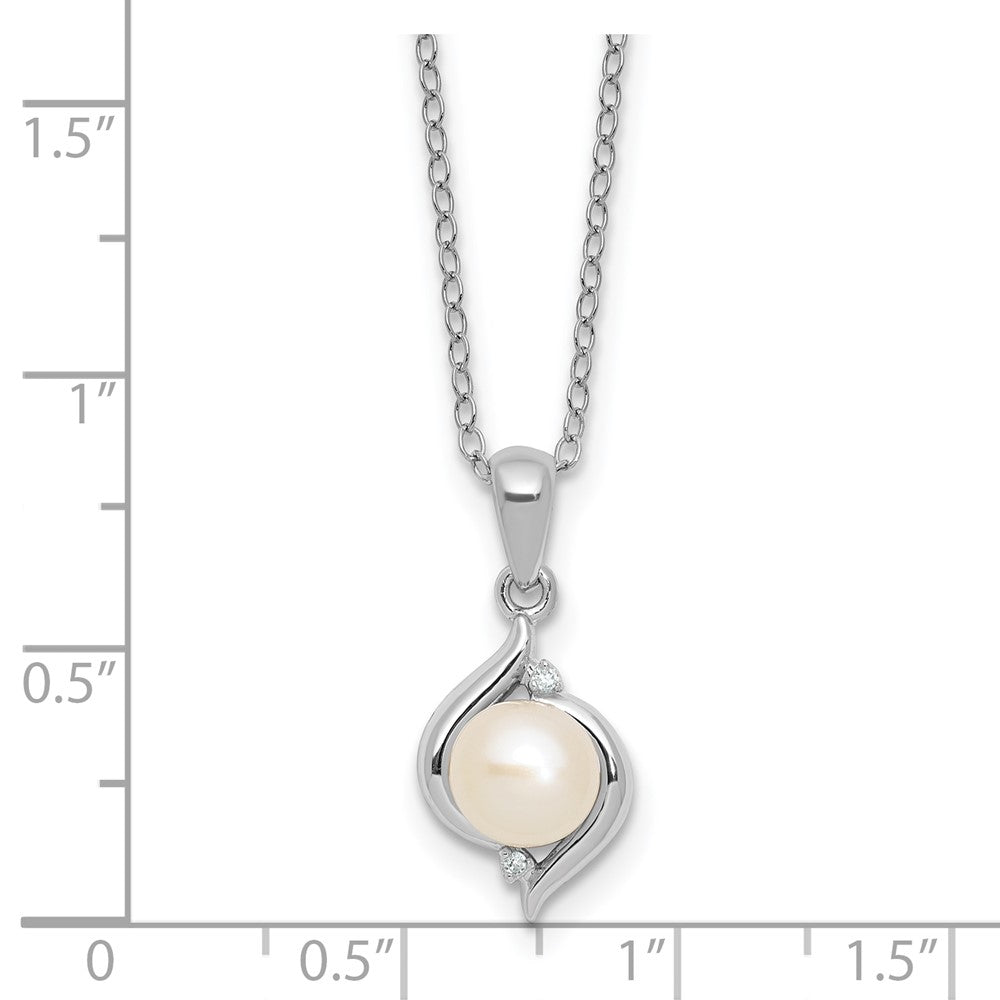 SS Pearl & Diamond Pend w/ Chain