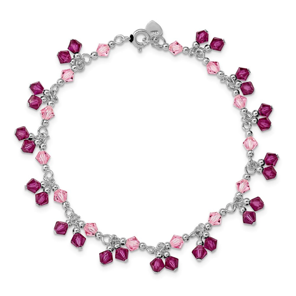 Sterling Silver Pink Crystal 7 Bracelet