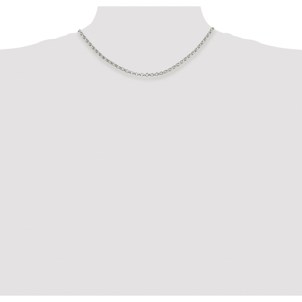 Sterling Silver Rhodium-plated 4mm Rolo Chain