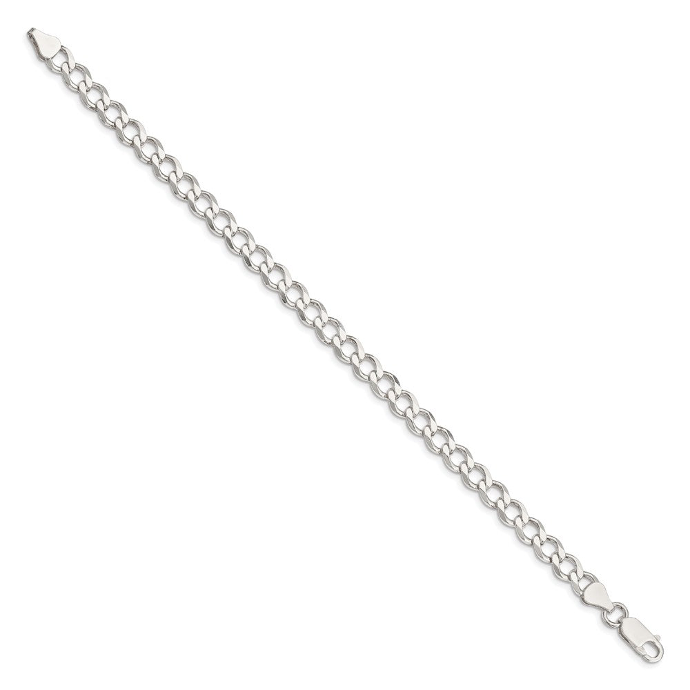 Sterling Silver 6.7mm Semi-solid Flat Curb Chain 8 inches